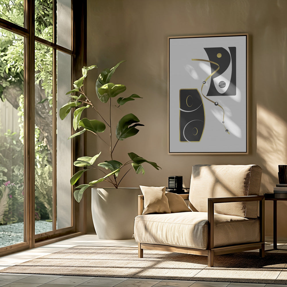 Black & White Abstract No. 2 | gold Poster